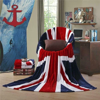 

New Large Soft Blanket Bedroom Sofa Throw Union Jack Pattern Fleece Printed Warm Winter Blankets 150/200cm Blue Red and White