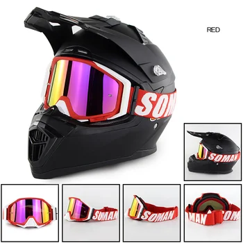 

SOMAN Motocross Helmet Goggles Helmet Motorcycle casco capacte moto Glasses SM13+3pcs Films+Extra Clear Lens
