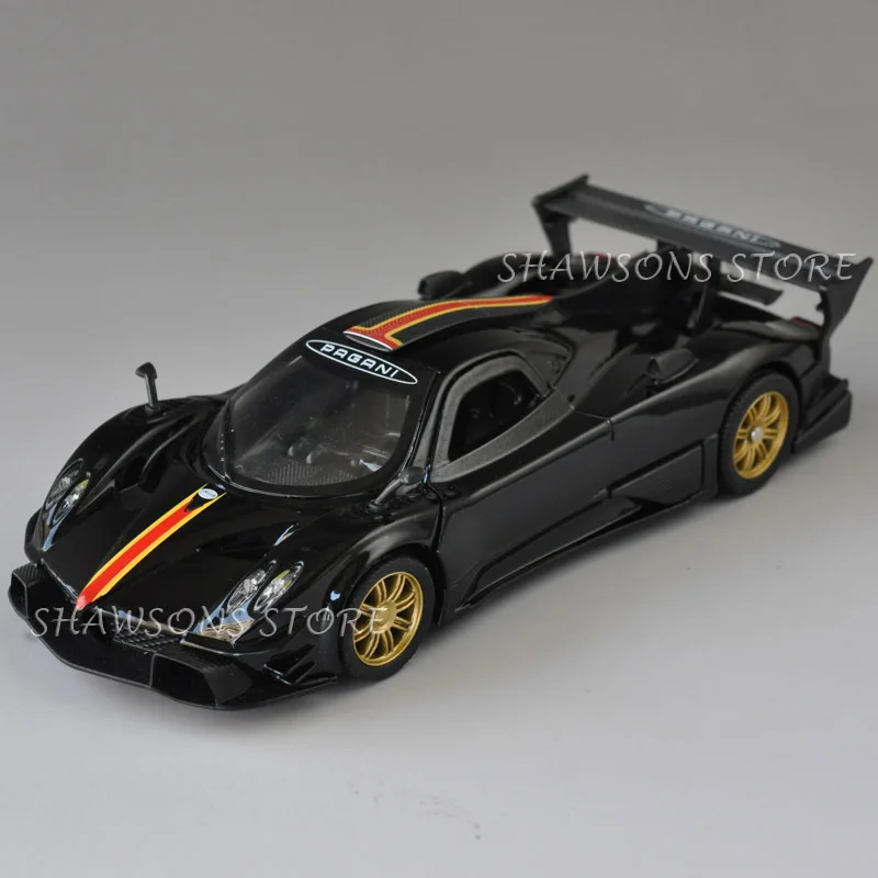 1/32 Масштаб литья под давлением металлические модельные игрушки Pagani Zonda R гоночный автомобиль миниатюрная копия w/звук и светильник - Цвет: Black no Box