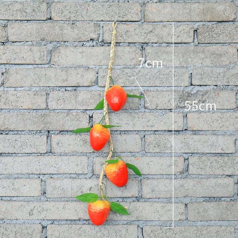Strawberry Искусственные фрукты овощи поддельные имитация мини осень Тыква еда украшения пластиковая модель фермерский дом отель ротанга висячие - Цвет: Strawberry