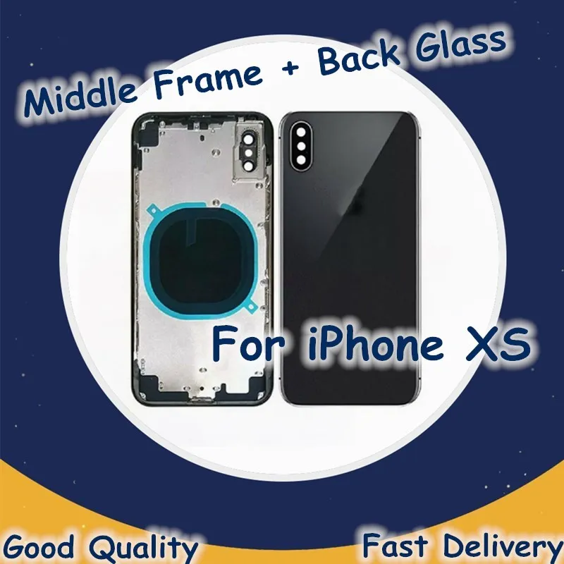 

New Back Cover For iPhone XS Housing Cover Battery Cover Rear Door Chassis Middle Frame For iPhone XS Back Glass Replacement