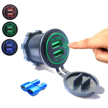 

2020 New 12V-24V Waterproof 3.1A 4.2A 4.8A Dual USB Fast Charging Socket Power Outlet Car Charger Power Cord USB Charger #Ger