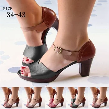 

Women Fashion Ankle Boots Summer Leather High Heel Shoes Chunky Boots Ladies Vintage Elegant Short Boots Dress Shoes Female 2020