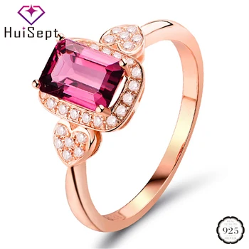 

HuiSept Classic 925 Silver Ring Rectangle Ruby Gemstone Zircon Jewelry Ornaments Rings for Female Wedding Party Gifts Wholesale