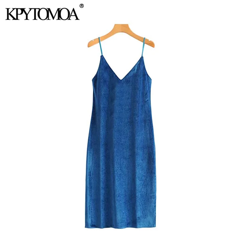 

Vintage Sexy Backless Velvet Midi Dress Women 2020 Fashion V Neck Sleeveless Spaghetti Strap Female Party Dresses Vestidos Mujer