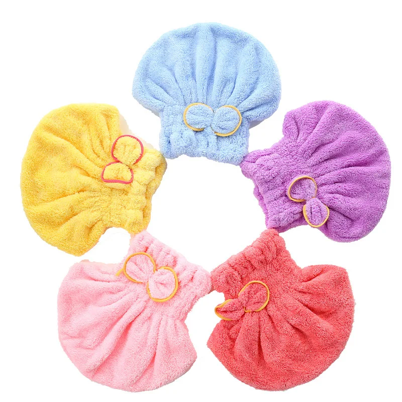 Тюрбан волос Microfiber шапка для быстрой сушки завернутый Полотенца шапочки ванной