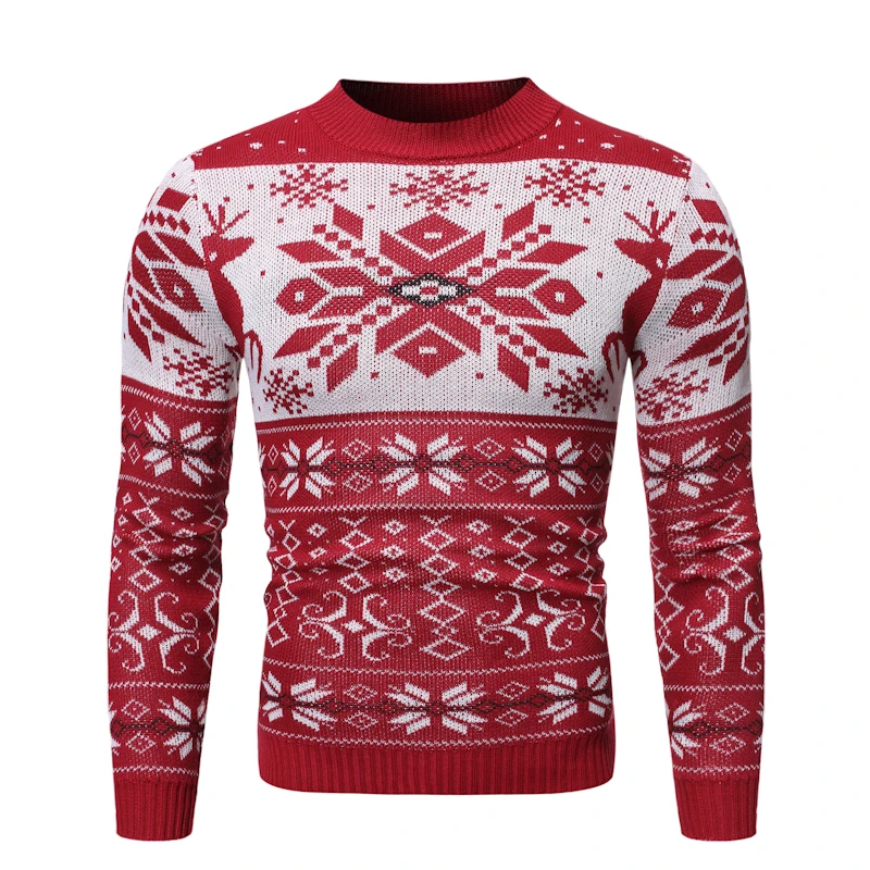 Зимний мужской Рождественский свитер Повседневный свитер с круглым вырезом геометрический вязаный пуловер хип хоп Джемпер Джерси Slim Fit Мужская одежда