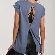 Свободная майка для фитнеса, спортивные дышащие топы для бега с коротким рукавом, Женский Быстросохнущий жилет для йоги T0818B