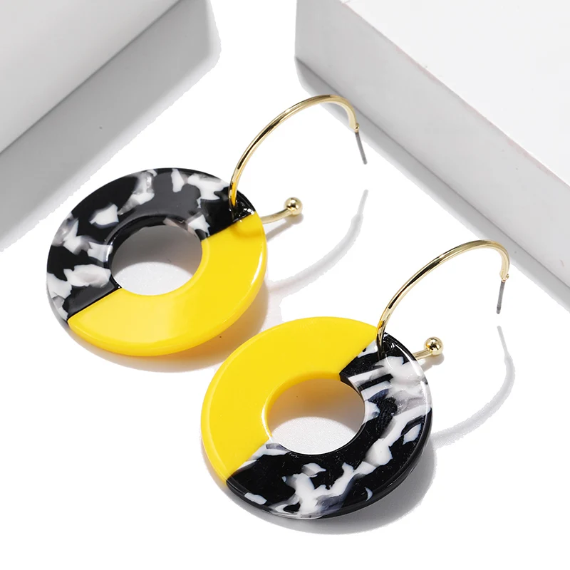 

2019 Korean Version Of Acetate Earrings Geometric Round Earrings For Women Simple Personality Brinecos Jewelry Wholesale