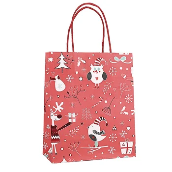 

12Pcs Pretty Kraft Paper Bags Candy Box Christmas Goodie Bags Printed Paper Treat Bags Paper Wedding Party Decor
