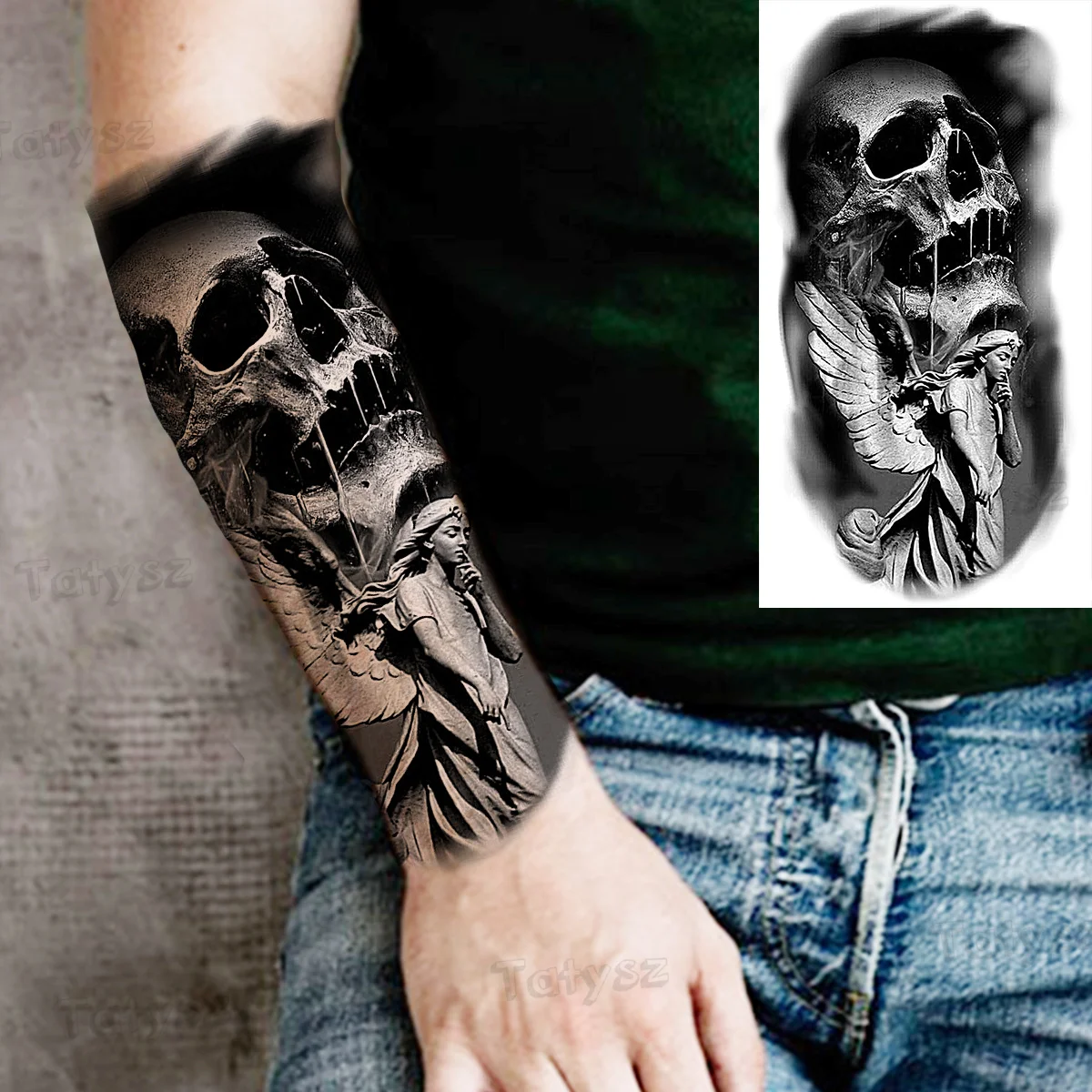 Temporäre Tattoos Maori Armband – 3 Blätter Mit Fake-Tattoos, Schwarz, Wasserfest, Für Party & Festival