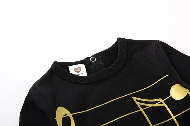 Baby body pyjamas kinder kleidung mit langen ärmeln kinder kleidung schwarz baby overalls gold musik junge mädchen kleidung baby pyjamas – Detail 4