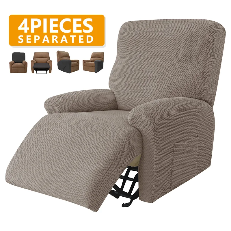 4 pieces Jacquard Recliner Sofa Cover for Living Room Elastic Reclining Chair Relaxing Relax Armchair cover | Дом и сад