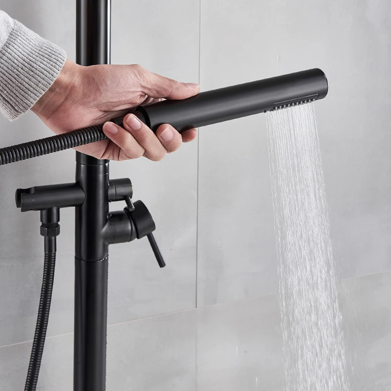 Outdoor Rainfall Shower Faucet Floor Standing Bathroom Bath Tub Mixer Tap Single Handle Heighten Bath Shower Faucets New Arrival 5