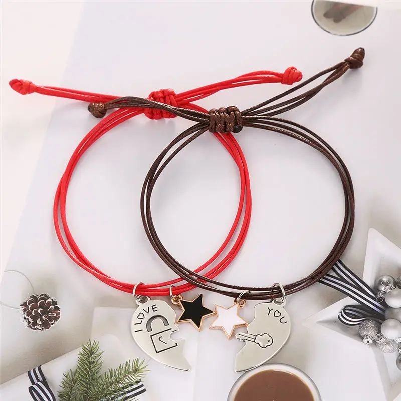 Новинка 2019 пара браслетов для женщин и мужчин две штуки сердечко серебряного