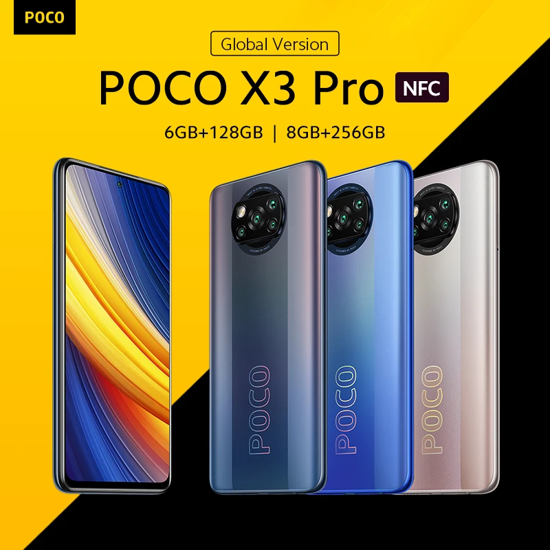  POCO X3 Pro глобальная версия Snapdragon 860 смартфон 120 Гц DotDisplay 5160 мА/ч, 33 Вт NFC четырехъядерный AI Камера 