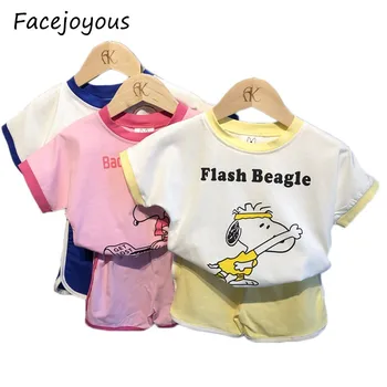 

Children 2 Pieces Suit Summer 2020 Baby Girls Clothing Set Short Sleeve Cotton T Shirt Tops Shorts Kids Home Clothe Outfits