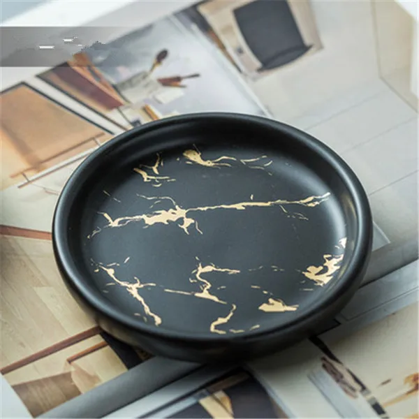 black dish Роскошный керамический набор аксессуаров для ванной комнаты, мраморный дозатор для мыла, бутылка с насосом, домашняя пара, чашка для полоскания рта, мыло, средство для мытья посуды - Цвет: black dish