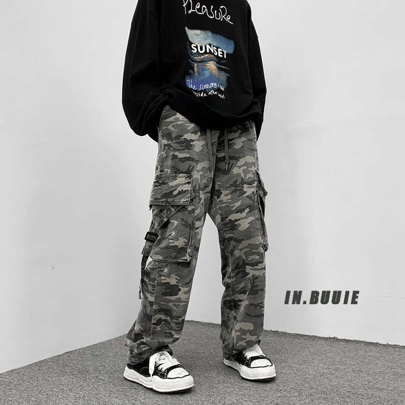 

2023 Mens Cargo Pants Hip Hop Camouflage Camouflage Streetwear Joggers Trousers