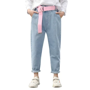 

Jeans For Girl Solid Children's Jeans Girl Free Belt Children Jeans Casual Style Children's Autumn Clothes