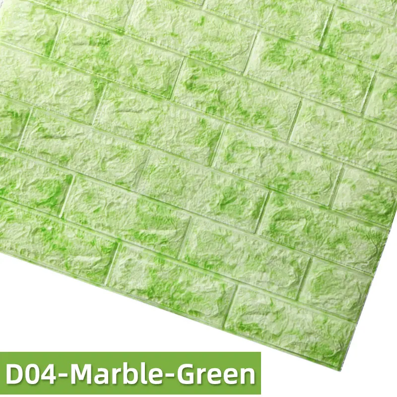 =(K) = 3D водостойкие обои из мраморного кирпича DIY самоклеющиеся наклейки s Декор для дома и кухни наклейки для детской комнаты мраморные обои - Цвет: D04-Marble-Green