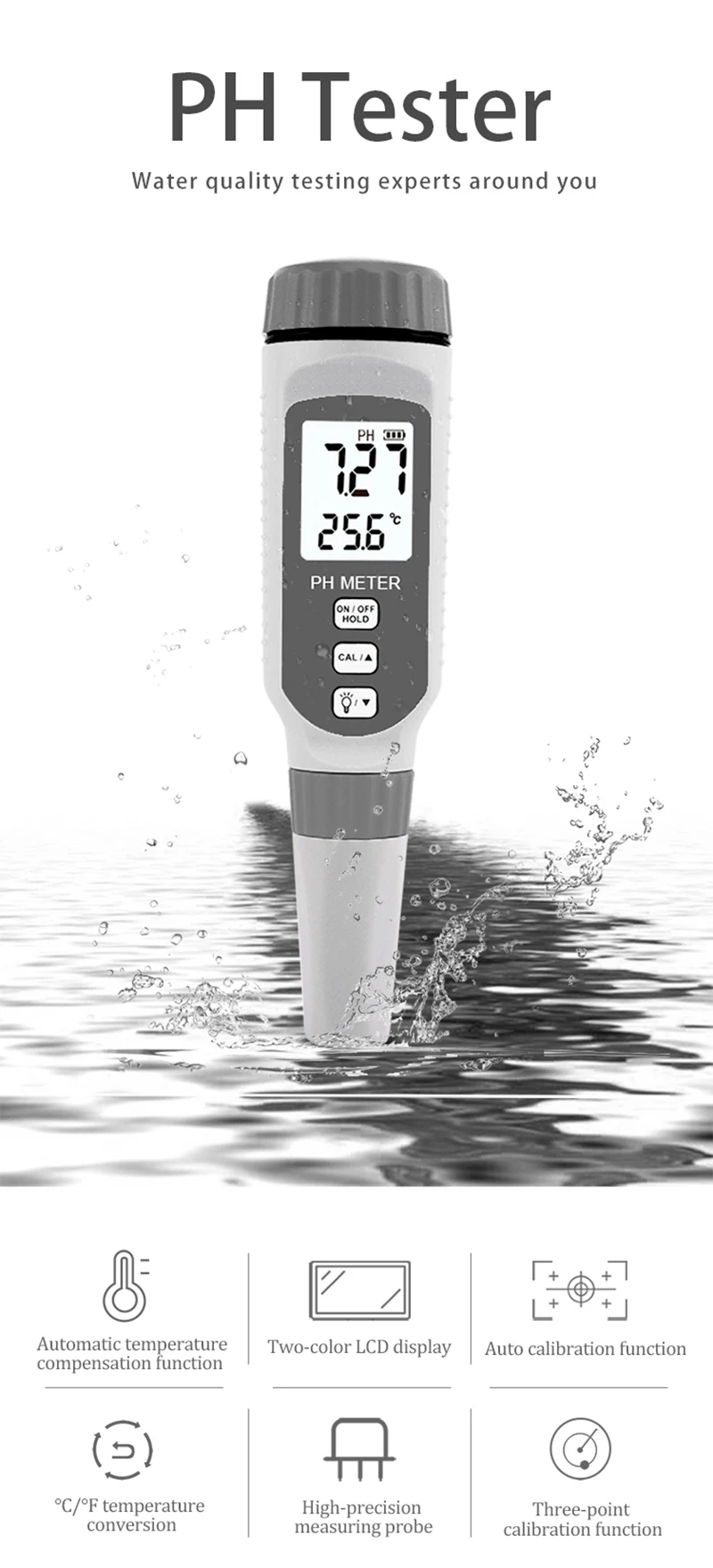 profissional portátil caneta tipo medidor ph acidimeter para aquário medida ph818