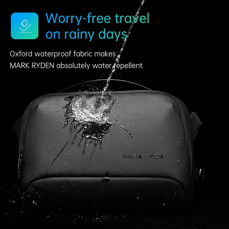 Mark Ryden Large Capacity Chest Bag Men Water Repellent Shoulder bag Short Trip Messengers Crossbody Bag Men for 9.7 inch iPad