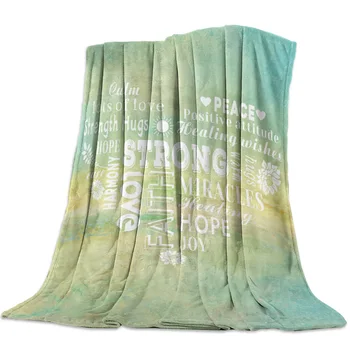 

Love Healing Words Green Black Throw Blanket Sofa Bed Throw Blanket Kid Adult Warm Blanket for Beds Coral Fleece Fabric