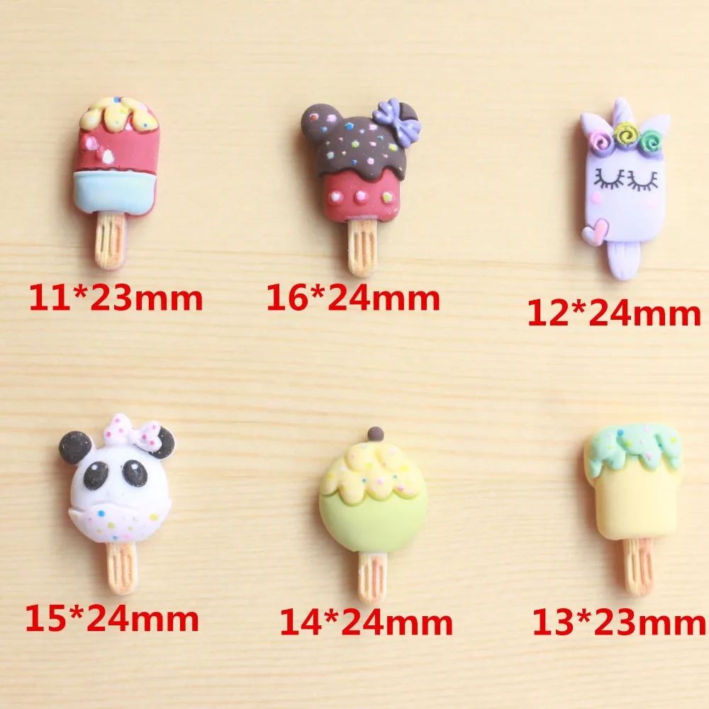 20 шт./лот DIY плоская задняя Кабошоны-аксессуары из смолы каваи смолы мини мультфильм форме мороженого
