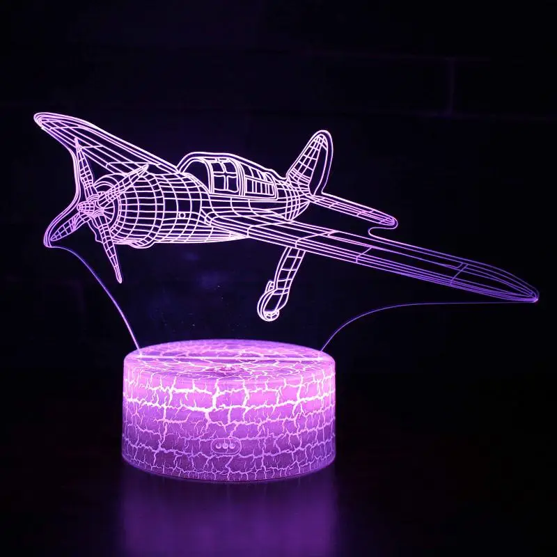 Самолет 3d настольные лампы для спальни Корабль корейский usb led 3d настольная лампа украшение комнаты креативный Ночник светильник рождественские подарки - Цвет абажура: 7 Color changes