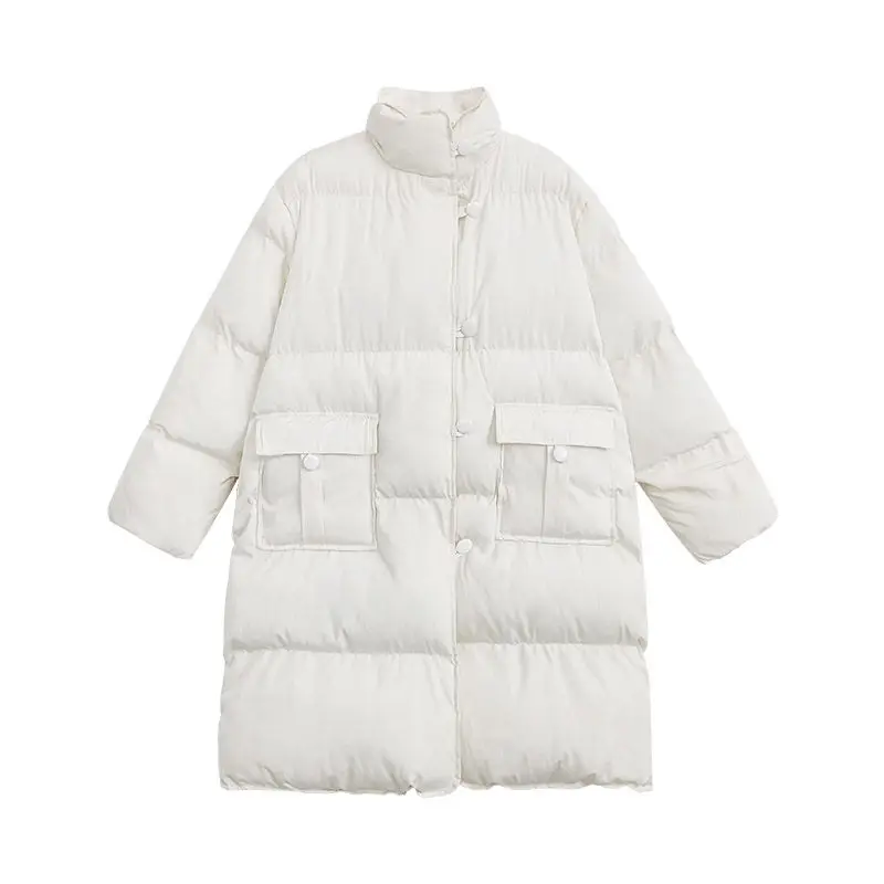 Свободное толстое Стеганое пальто средней длины, женская зимняя куртка, новая Корейская женская хлопковая одежда со стоячим воротником, верхняя одежда, пальто f1913