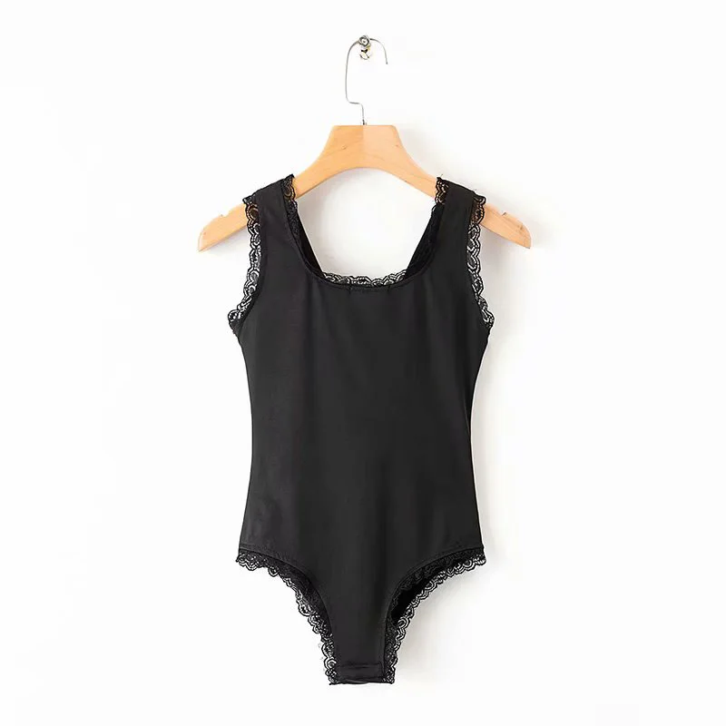 Heydress женские новые сексуальные повседневные боди винтажные на шнуровке женские обтягивающие облегающий костюм с вырезом на спине ретро уличные женские кружевные леопардовые комбинезоны - Цвет: Black 1