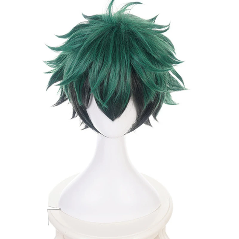 Парик моя геройская Академия Boku no Hiro Akademia Izuku Midoriya короткий зеленый черный Омбре