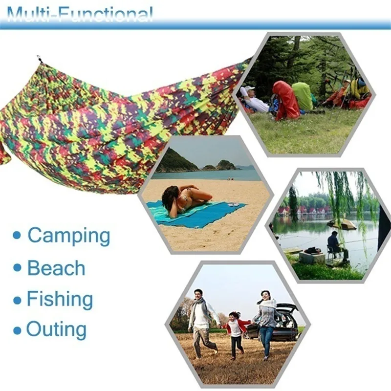 Открытый двойной Кемпинг путешествия нейлон портативный Гамаки Висячие кровати качели палатки камуфляж шеи гамак