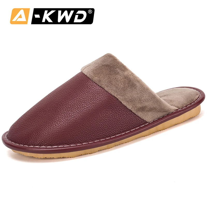 Purple Модная домашняя обувь из искусственной кожи; Мужская обувь для пар; домашняя обувь; мужские теплые мягкие тапочки; зимние домашние тапочки - Цвет: Purple