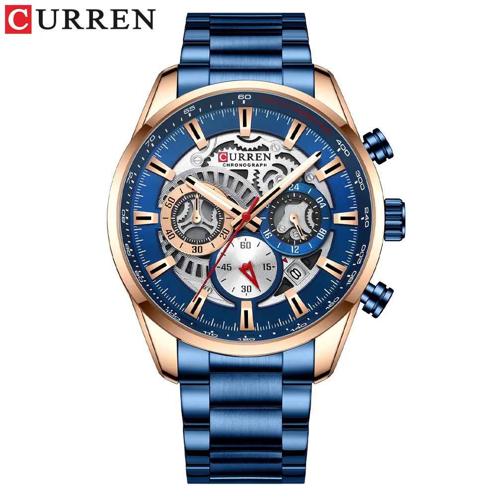 CURREN 8391 Top Luxury Brand Men's Casual Sports Watch Men's Watch, Waterproof Luminous Stainless Steel Men's Wrist Watch 3