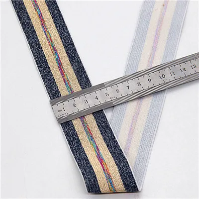 4cm gray yel col 40 мм нейлоновая красочная резиновая резинка полосатые плечевые нижние ремни для тесьма для одежды Швейные DIY аксессуары для одежды 1 м - Цвет: 4cm gray yel col
