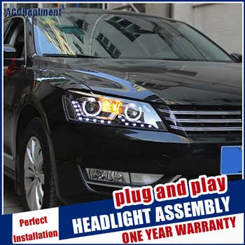 

2011-2015 For vw passat B7 headlights 15 LED DRL Double U Angel Eye car styling H7 Bi-xenon Double lens parking light