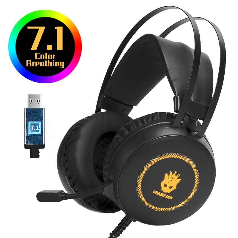 Headset Gamer 7.1 Channel with Microphone Gaming Headphones Surround Sound Earphone Professional RGB Light for PC Computer PUBG |