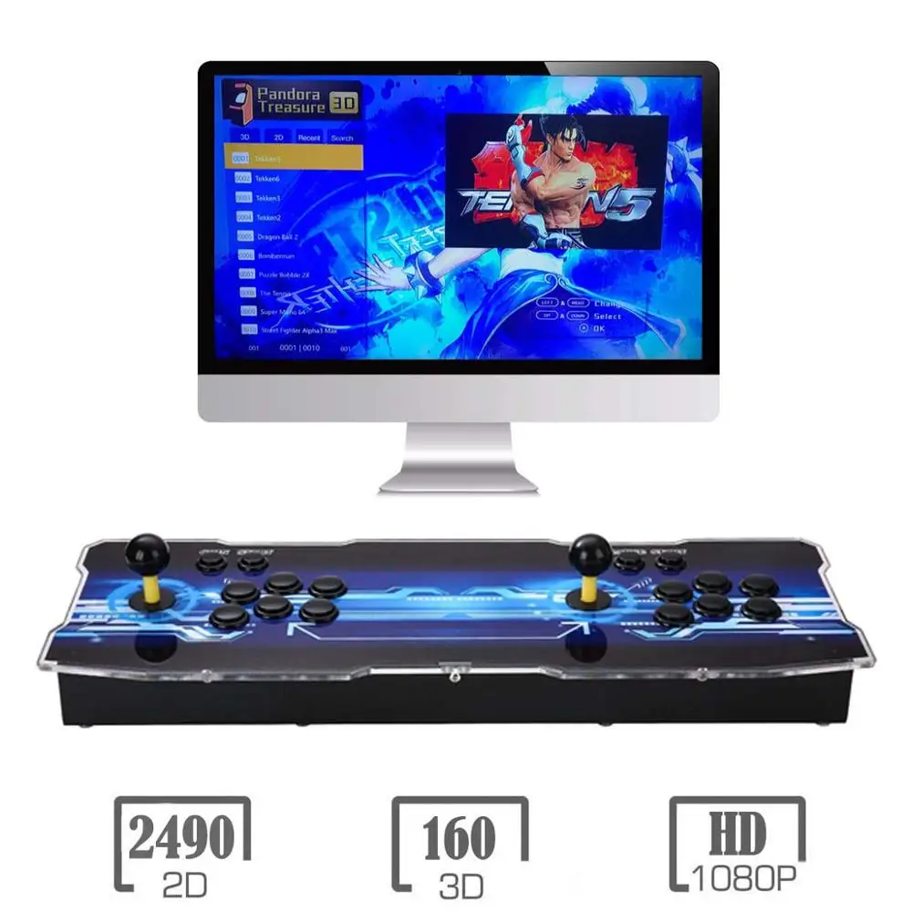 3D Pandora игровой автомат | 2200 HD игры | 1280x720P | 2 игрока управления играми | добавить больше игр | Любимый список | Поддержка 4 игроков - Цвет: Black