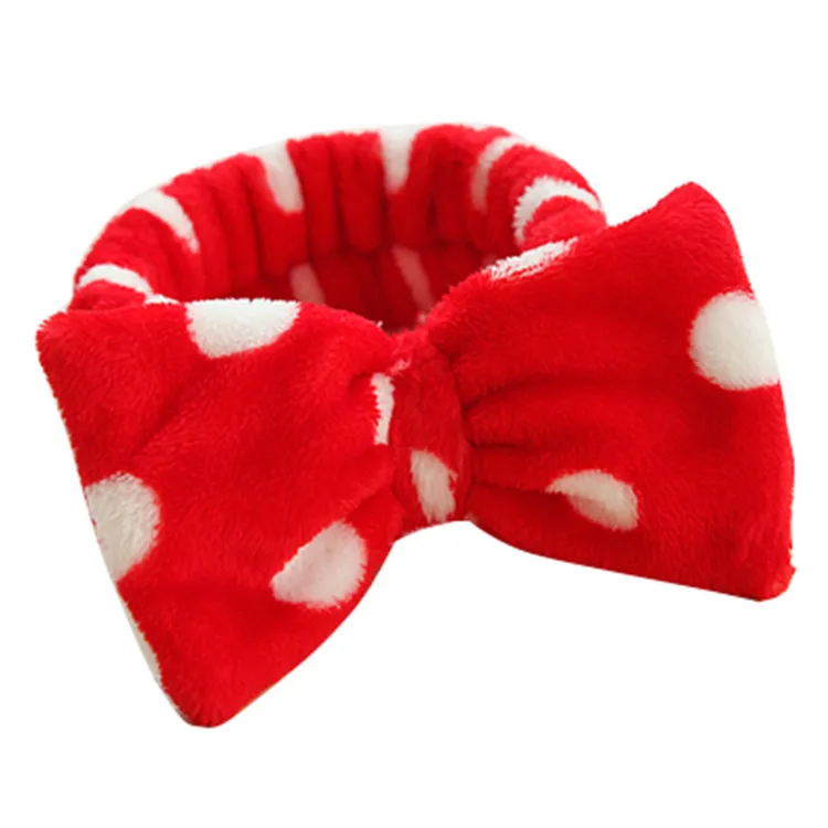 Новинка, креативная повязка на голову с вышитыми буквами OMG, повязка на голову с бантом для мытья лица, Женская повязка на голову из кораллового флиса для девочек - Цвет: Red and white