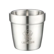 Детская простая двухслойная чашка для питья из нержавеющей стали, двухслойная портативная толстая нескользящая дорожная домашняя кружка