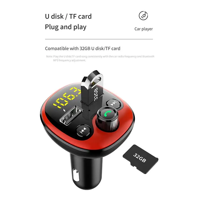 Беспроводной Bluetooth Автомобильный MP3-плеер fm-передатчик Hands-Free Автомобильное зарядное устройство Поддержка U диск/TF карта с цифровым дисплеем экран
