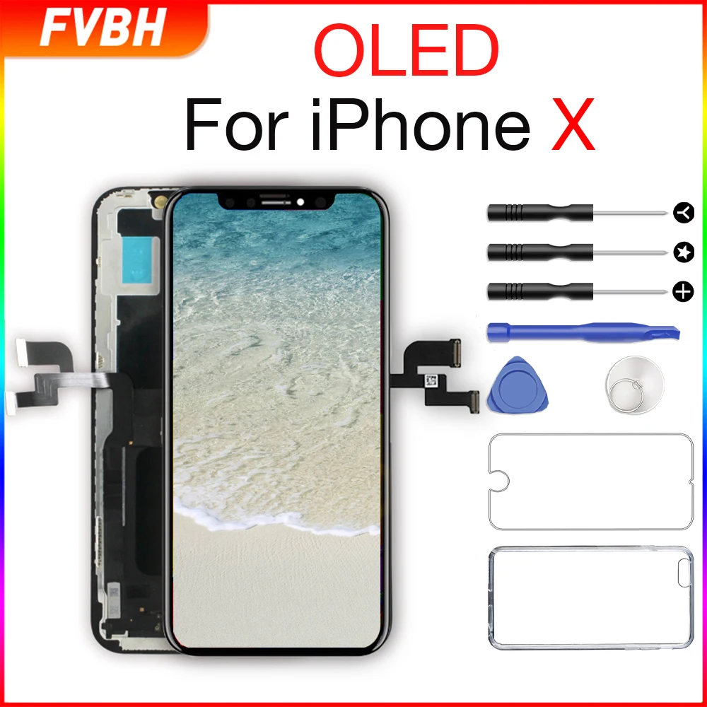 

5.8"inch OLED LCD for iPhone X Screen Display with 3D Touch Screen Digitizer Assembly for iPhone X No Dead Pixel + Tools Gifts