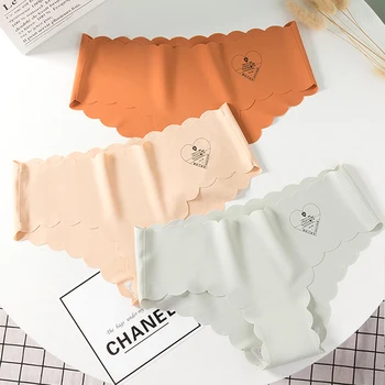 

3pcs/lot Women Panties Set Seamless Briefs Soft Ice Silk Underpants Sexy Underwear Mid Waist Pants Lingerie Panty Thong #F