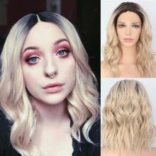 Lvcheryl Омбре темные корни до блонд короткий Боб волнистые ручная вязка высокотемпературное волокно термостойкие синтетические парики на кружеве