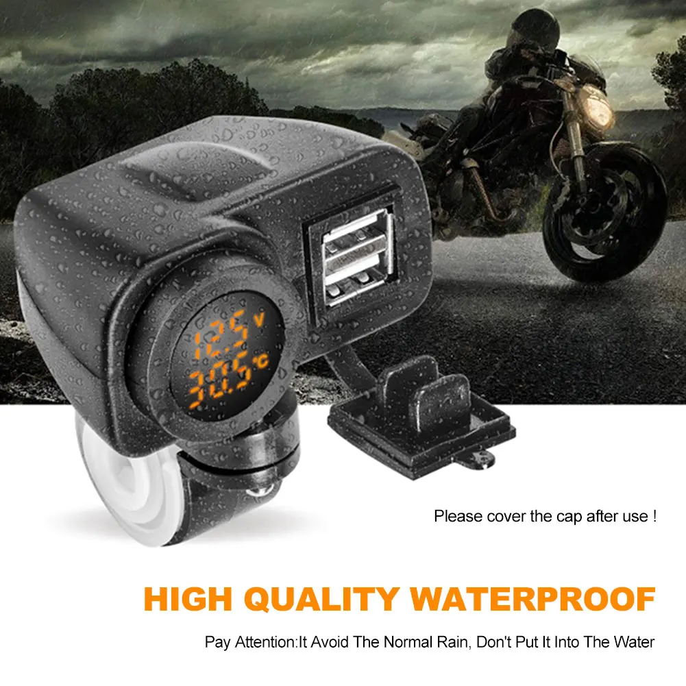 Зарядное устройство для телефона мотоцикла с цифровым дисплеем двойной USB