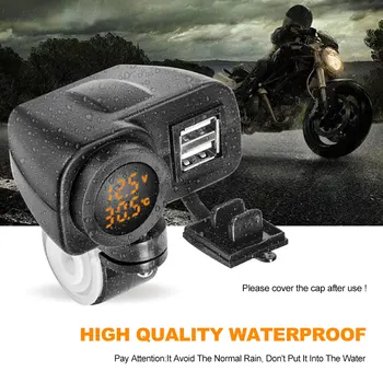

Motorcycle Phone Charger Digital Display Motorcycle Dual USB Charger Thermometer for Cell Phone