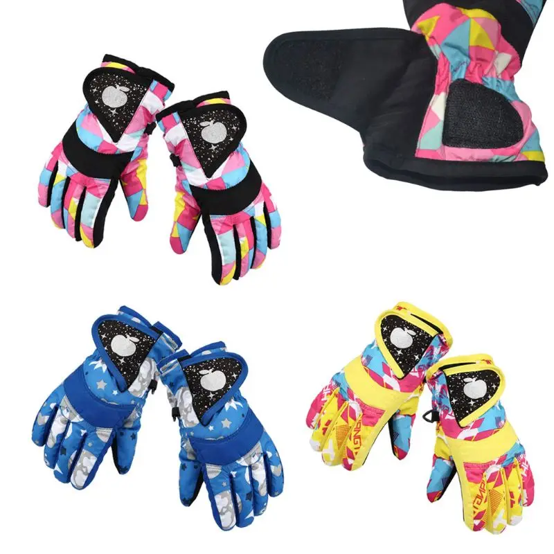 Водонепроницаемые зимние перчатки для катания на лыжах и сноуборде, теплые варежки для детей, перчатки на полный палец, ремешок для спорта, катания на лыжах, велоспорта AXYA