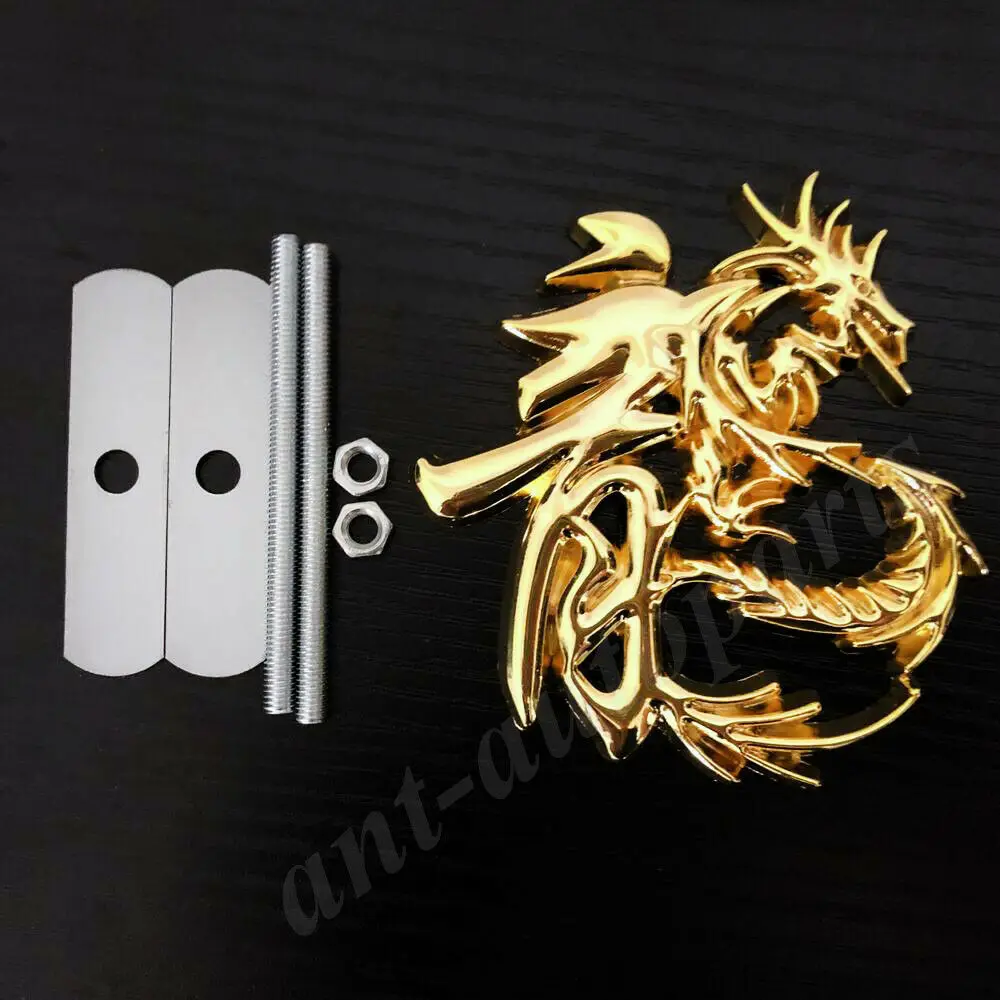 

Metal Golden Chinese Dragon Character Car Front Grille Emblem Badge Decal
